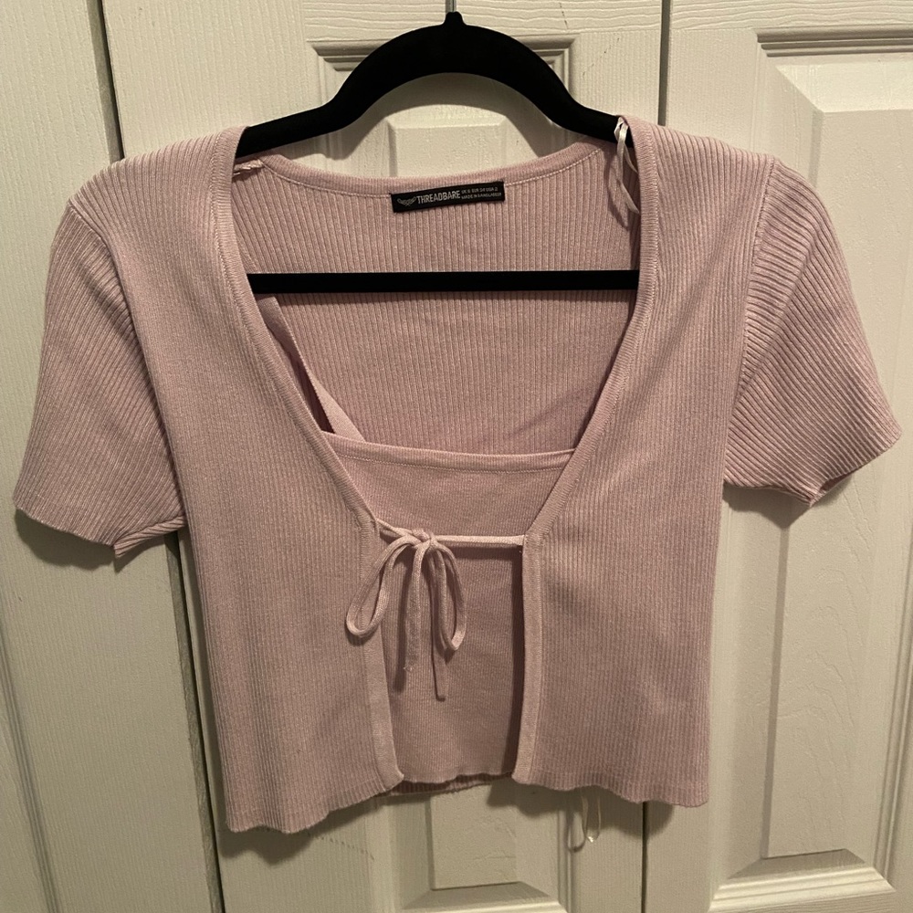 ASOS Threadbare petite Keegan knitted cami top and cardigan set lavender blue 2